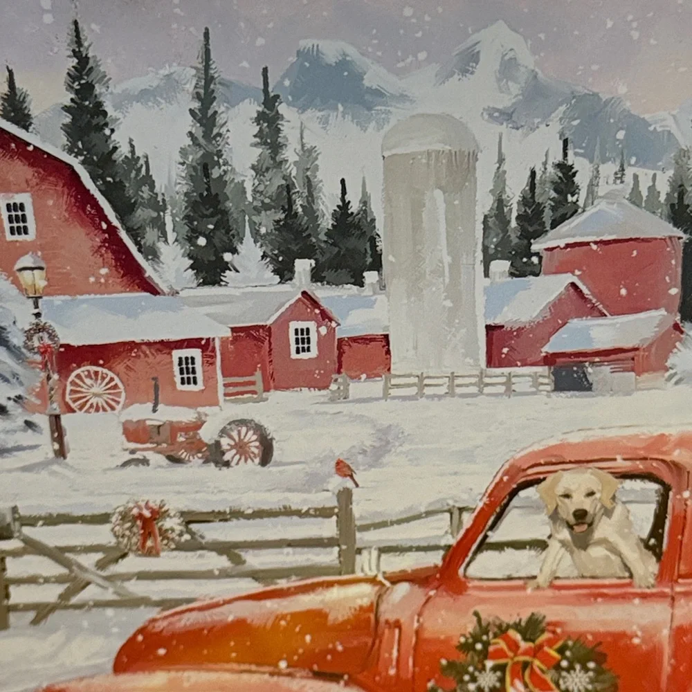 Christmas Scene 300 piece puzzle in a collector tin.  Originally a cookie tin.